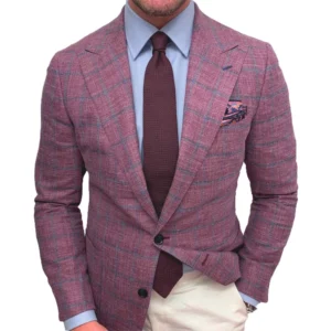 Men s Blazer Plaid Pattern Plain Color Lapel Long Sleeve Button Suit Coat for Party Dating