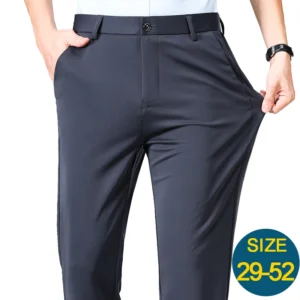 Oversize Mens Spandex Casual Pants Big and Tall Business Trousers Stretch Suit Pants Elegant Dress Pants Quick Dry Summer 29-52