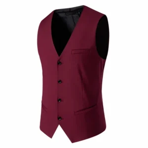 2024 New Solid Color Men's Vest Versatile Suit Collar Slant Hem Mens Blazer Waistcoat Dark Gray Black Red Navy-Blue S-6XL
