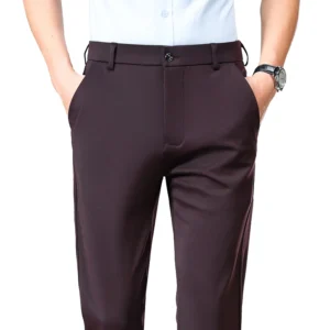 Men's Business Casual Pants Office Work Pants Formal Suit Pants Black Dress Pants Men's Clothes Wine Red Trousers