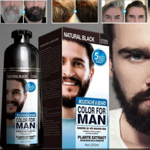 200ml Natural Long Lasting Permanent Beard Dye Shampoo For Men Dying Removal White Grey Beard Hair Men Beard Dye Shampoo