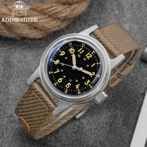 ADDIESDIVE New Watch 36mm Vintage NH35 Automatic Mechanical Men Watches 20Bar Nylon Strap AD2076 Sport Waterproof 200m AR Coated