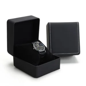 Round Edged Frosted Leather Watch Case High-end Flip Jewelry Storage Box Men Wrist Watch Organizer Display Bracelet Packaging