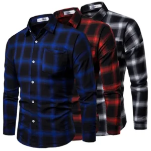 1pcs Spring Autumn Men Long Sleeve Grid Shirt Man Thin Shirt Male Fashion Classic Basic Casual Shirt Lumberjack Coat Men's Slim Tops M-3XL