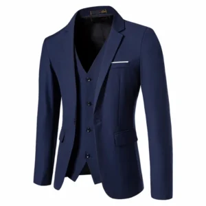 LIBIELIY Men's Fashion Blazers Vests Two-Piece Set England Style Slim Fit Business Casual Suit Jacket Men Wedding Formal Blazers