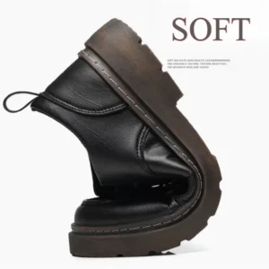 Men's British Derby Shoes Soft Leather Business Casual Footwear Comfortable Office Non-Slip Boots for Men's Daily Work & Leisure