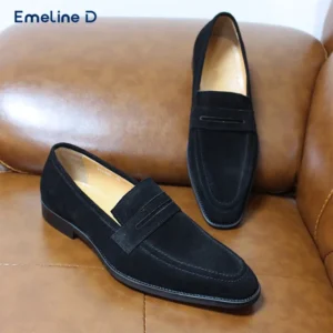 Casual Suede Slip-On Loafers Genuine Leather High Quality Men's Fashion Business Shoes Hand-Polished Formal Dress Shoes