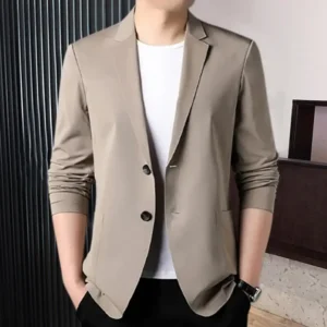 Handsome Men Suit Jacket Cardigan Men Business Jacket Smooth Turn-down Collar Men Suit Jacket Commuting
