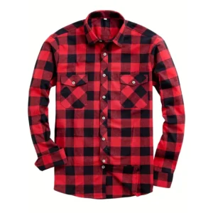 New Plaid Flannel Lumberjack Shirt for Men Long Sleeve Casual Shirts Spring Autumn Button -up 2-Pocket Clothing Tops Classic Men's Shirts