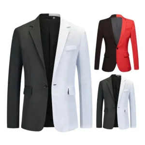 Men Formal Business Suit Coat One Button Contrast Color Men Slim Fit Fashion Suit Jacket Casual Suit Men Clothing