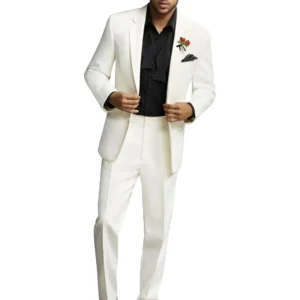 White Men's 2 Pieces Suits Notch Lapel Two Buttons Blazer Groom Tuxedos Groomsmen Wedding Party Men Suits for Business