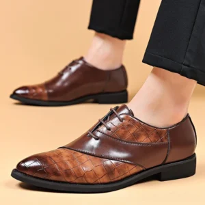 Party Men's Dress Shoes Business Oxfords PU Leather Driving Shoes Classic Loafers Pointed Toe Formal Derby Shoes for Man